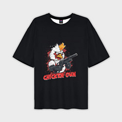 Футболка оверсайз мужская Chicken gun pew pew, цвет: 3D-принт