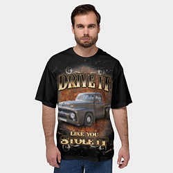 Футболка оверсайз мужская Хот род на базе машины 50-х годов Ford F-100, цвет: 3D-принт — фото 2