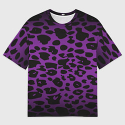 Мужская футболка оверсайз Фиолетовый леопард