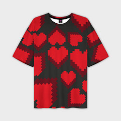 Мужская футболка оверсайз Pixel hearts