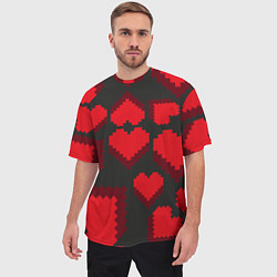 Футболка оверсайз мужская Pixel hearts, цвет: 3D-принт — фото 2