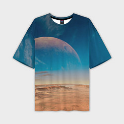Мужская футболка оверсайз Пустыня и очертания планеты