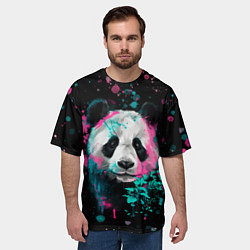 Футболка оверсайз мужская Панда в розовом и голубом - нейронная сеть, цвет: 3D-принт — фото 2