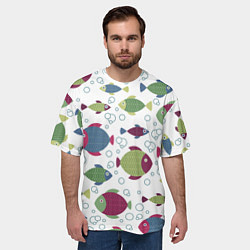 Футболка оверсайз мужская Милые рыбки, цвет: 3D-принт — фото 2