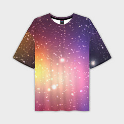 Мужская футболка оверсайз Желто фиолетовое свечение и звезды
