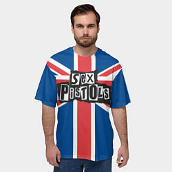 Футболка оверсайз мужская Sex Pistols - панк рок, цвет: 3D-принт — фото 2
