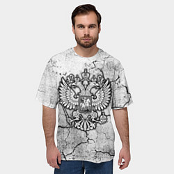 Футболка оверсайз мужская Герб РФ - потресканная земля, цвет: 3D-принт — фото 2