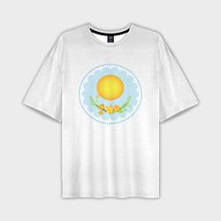 Мужская футболка оверсайз Солнце и цветы