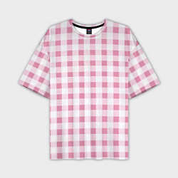 Мужская футболка оверсайз Барби-розовый: клетка