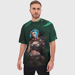 Футболка оверсайз мужская Jinx art green Arcane League of Legends, цвет: 3D-принт — фото 2
