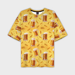Мужская футболка оверсайз Кружки с пенным пивом