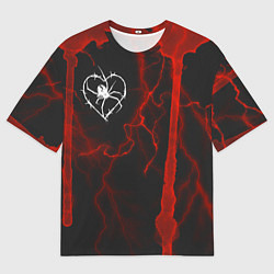 Мужская футболка оверсайз Гранж, разводы и паук