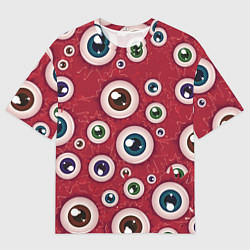 Мужская футболка оверсайз Множество жутких глаз