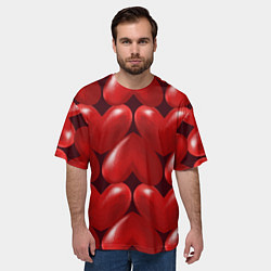 Футболка оверсайз мужская Red hearts, цвет: 3D-принт — фото 2
