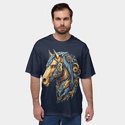 Футболка оверсайз мужская Механический конь, цвет: 3D-принт — фото 2