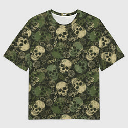 Футболка оверсайз мужская Камуфляж с черепами и грибами, цвет: 3D-принт
