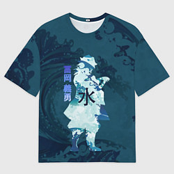 Футболка оверсайз мужская Kimetsu no Yaiba Гию Томиока и волны, цвет: 3D-принт