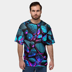 Футболка оверсайз мужская Неоновые камни, цвет: 3D-принт — фото 2