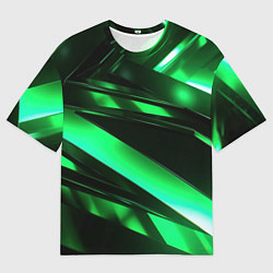 Мужская футболка оверсайз Зеленая неоновая абстракция