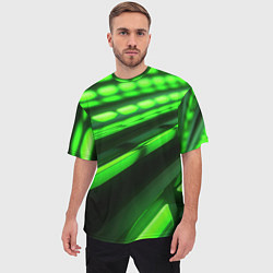 Футболка оверсайз мужская Green neon abstract, цвет: 3D-принт — фото 2