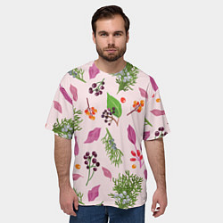 Футболка оверсайз мужская Ягодки и листочки, цвет: 3D-принт — фото 2