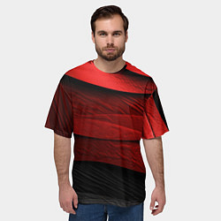 Футболка оверсайз мужская Шероховатая красно-черная текстура, цвет: 3D-принт — фото 2