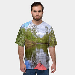 Футболка оверсайз мужская Красная байдарка, цвет: 3D-принт — фото 2