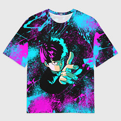 Футболка оверсайз мужская Моб психо - неон, цвет: 3D-принт