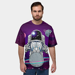 Футболка оверсайз мужская Космонавт с планетами и звездами, цвет: 3D-принт — фото 2