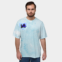 Футболка оверсайз мужская Ледяное сердце и кошка любви, цвет: 3D-принт — фото 2