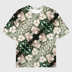 Мужская футболка оверсайз Нежные розовые цветочки