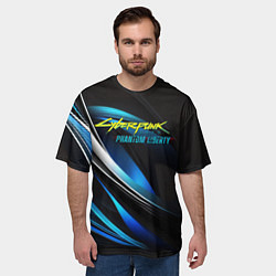 Футболка оверсайз мужская Cyberpunk 2077 phantom liberty blue abstract, цвет: 3D-принт — фото 2