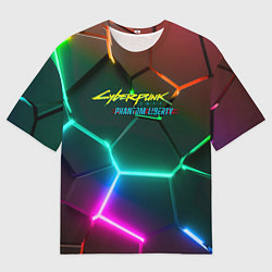 Футболка оверсайз мужская Cyberpunk 2077 phantom liberty logo neon, цвет: 3D-принт