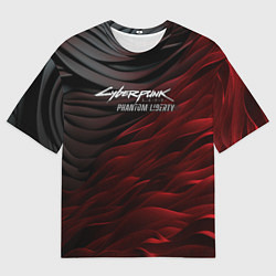 Футболка оверсайз мужская Cyberpunk 2077 phantom liberty black red, цвет: 3D-принт