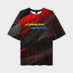 Футболка оверсайз мужская Cyberpunk 2077 phantom liberty red black logo, цвет: 3D-принт