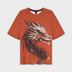 Мужская футболка оверсайз Дракон из геометрических фигур: арт нейросети