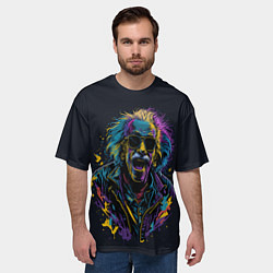 Футболка оверсайз мужская Альберт Эйнштейн от нейросети, цвет: 3D-принт — фото 2