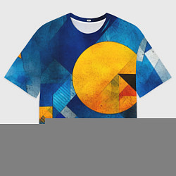 Футболка оверсайз мужская Жёлтая и синяя геометрия, цвет: 3D-принт