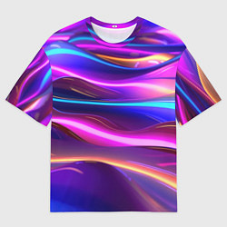Мужская футболка оверсайз Неоновые волны