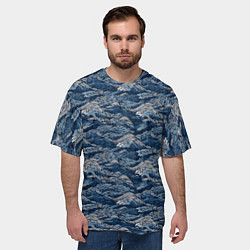Футболка оверсайз мужская Темные волны, цвет: 3D-принт — фото 2