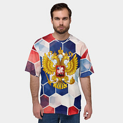 Футболка оверсайз мужская Герб России объемные плиты, цвет: 3D-принт — фото 2