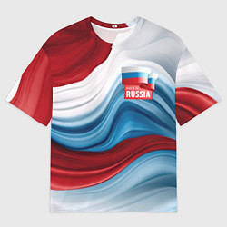 Мужская футболка оверсайз Флаг России абстракт