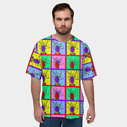 Футболка оверсайз мужская Кактусы психодел, цвет: 3D-принт — фото 2