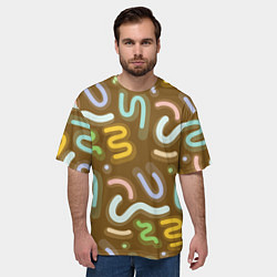 Футболка оверсайз мужская Brown abstraction, цвет: 3D-принт — фото 2