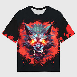 Футболка оверсайз мужская Кровожадный волк: Lupus pilum mutat, non mentem, цвет: 3D-принт