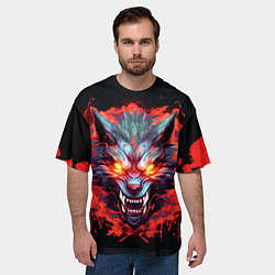 Футболка оверсайз мужская Кровожадный волк: Lupus pilum mutat, non mentem, цвет: 3D-принт — фото 2