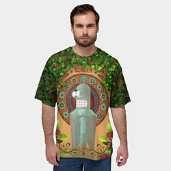 Футболка оверсайз мужская Futurama: Бендер в стиле ар-нуво, цвет: 3D-принт — фото 2