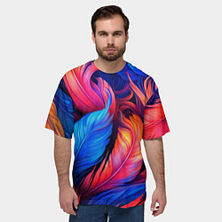 Футболка оверсайз мужская Экзотические перья, цвет: 3D-принт — фото 2