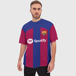 Футболка оверсайз мужская Гави Барселона форма 2324 домашняя, цвет: 3D-принт — фото 2