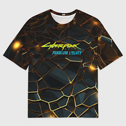 Футболка оверсайз мужская Cyberpunk 2077 phantom liberty gold abstract, цвет: 3D-принт